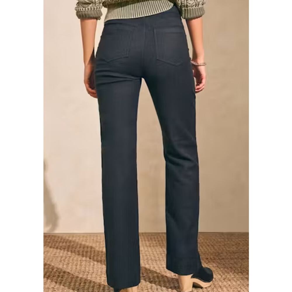Faherty Stretch Terry Patch Pocket Pants High Rise Wide Leg Washed Black - Picture 3 of 13